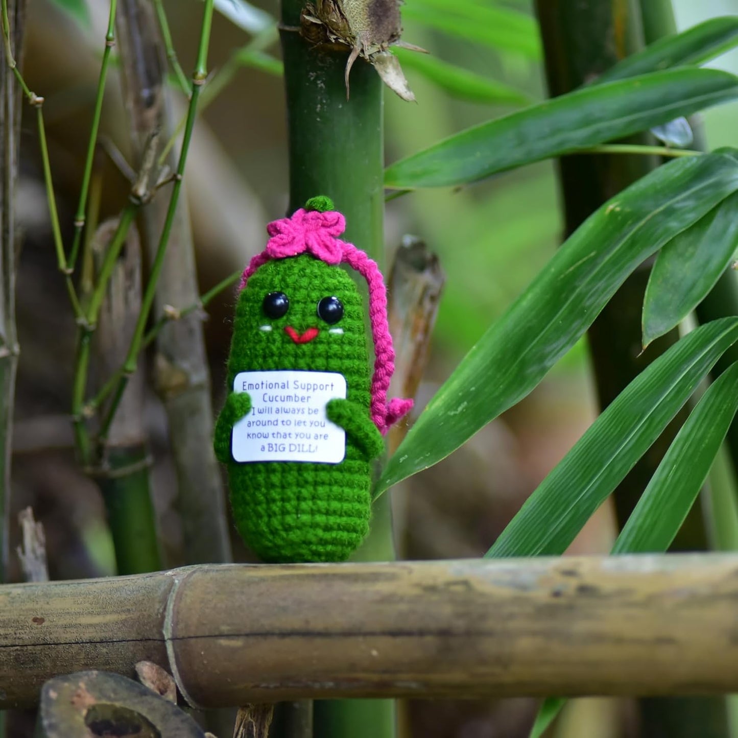 Funny Positive Pickle 1 Pcs Crochet Gifts with Positive Affirmations Cards for Inspirational Novelty Good Luck Gifts and Party Decorations