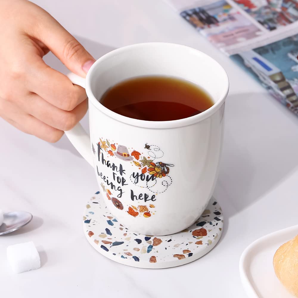 Coasters for Drinks, Absorbent Coasters with Holder Set of 6, Avoid Furniture Being Scratched and Soiled, Housewarming Gift for Home Decor, 4 inches -2 Terrazzo Pattern