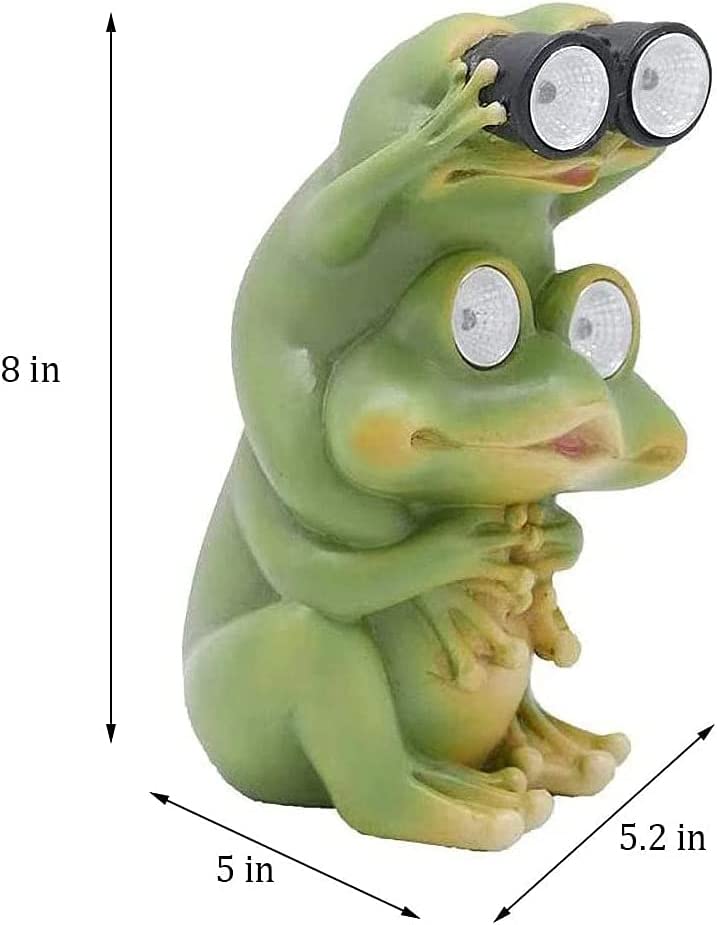 Garden Decor Frog Outdoor Statue – Solar Figurines Funny Cute Animal Sculptures Porch Outside Decorations for Yard Lawn Patio Ornaments Waterproof Gifts