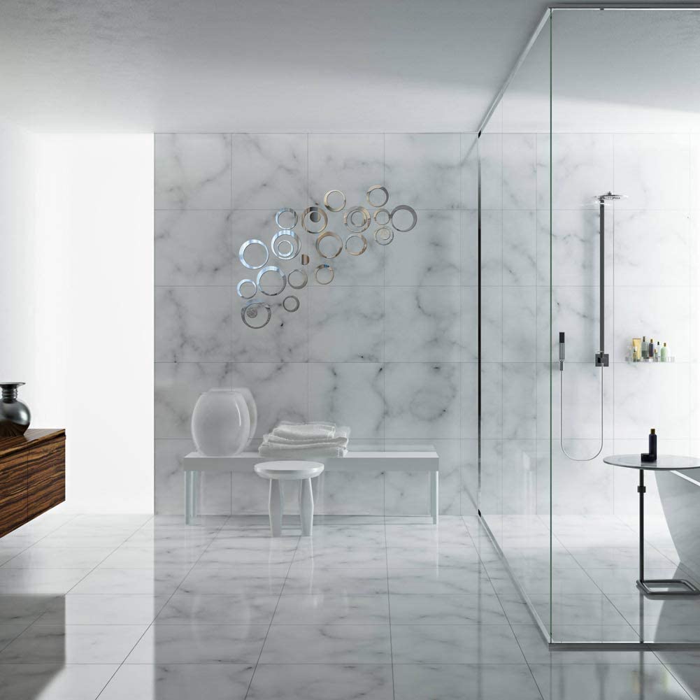 Circle Mirror DIY Wall Sticker Wall Decoration 24pcs Grey