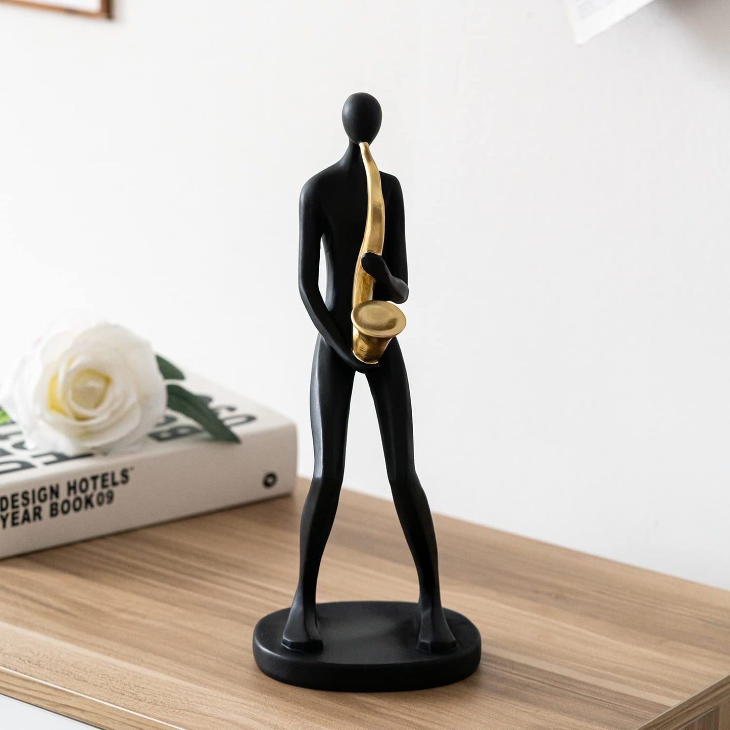 Modern Abstract Sculptures Home Decor - Resin Black Saxophone Player Sculpture and Statues,Home Decorations for Living Room Shelf Desk Office,Housewarming Gifts