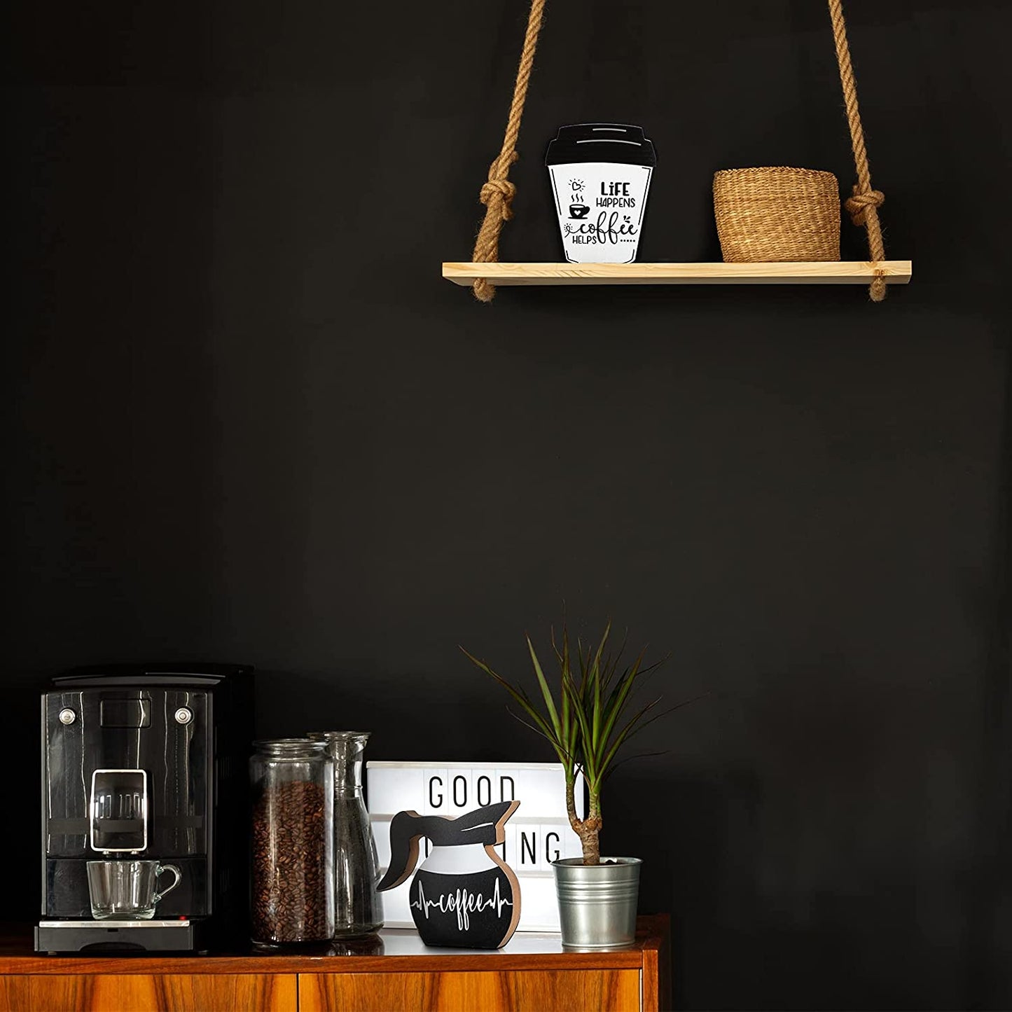 3 Pieces Coffee Bar Decor Signs But First Coffee Wood Plaque Rustic Coffee Bar Tiered Tray Wood Signs Farmhouse Vintage Table Centerpiece Mug Life Coffee Wood Sign for Home Coffee Bar (Cute Style)