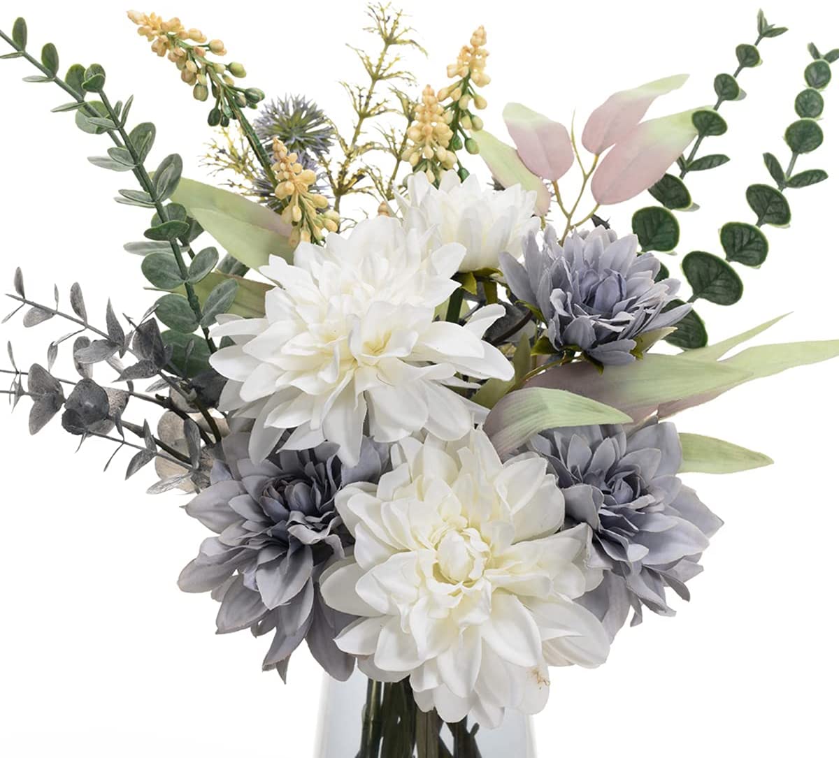 Fake Flowers Artificial Blue Flowers with Vase, Table Centerpieces for Dining Room, Silk Flower Arrangements for Home, Living Room Bathroom Plant Decor, Centerpiece Table Decorations