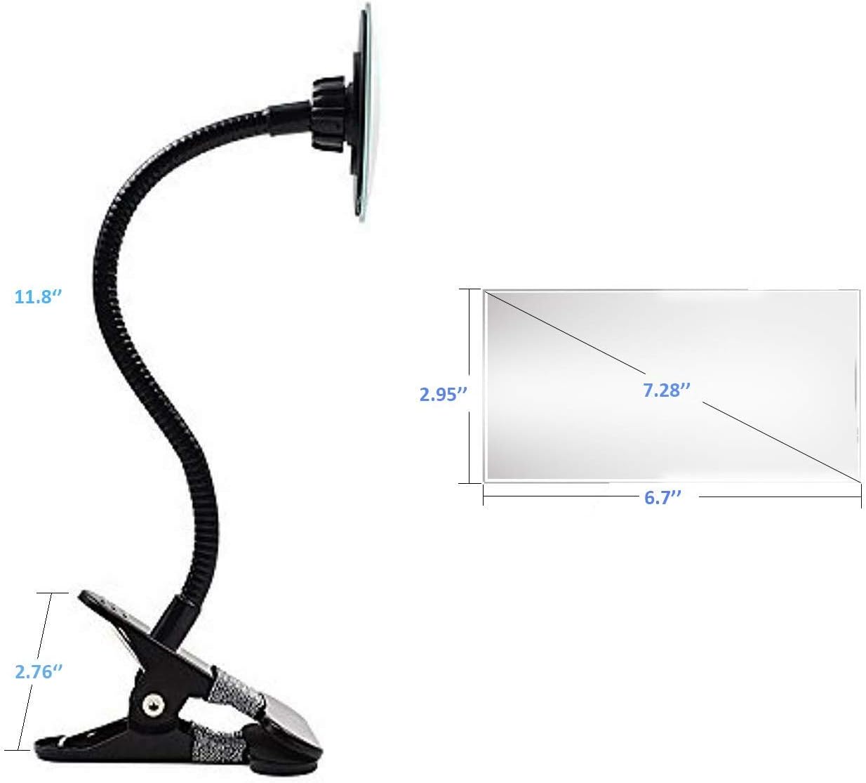 Convex Mirror with Adjustable Clip for Personal Safety, Open Office Environment, Dressing Room and Cubicle Computer Desk Rear View or Anywhere (6.69" x 2.95", Rectangle)