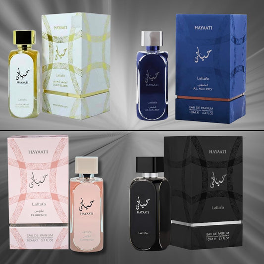 Lattafa Premium Collection Hayaati For Men,Hayaati Gold Elixir For Women & Hayaati Makeky Perfumes |EDP-100ML/3.4Oz| Musk & Woody Notes. (COLLECTION SET4)