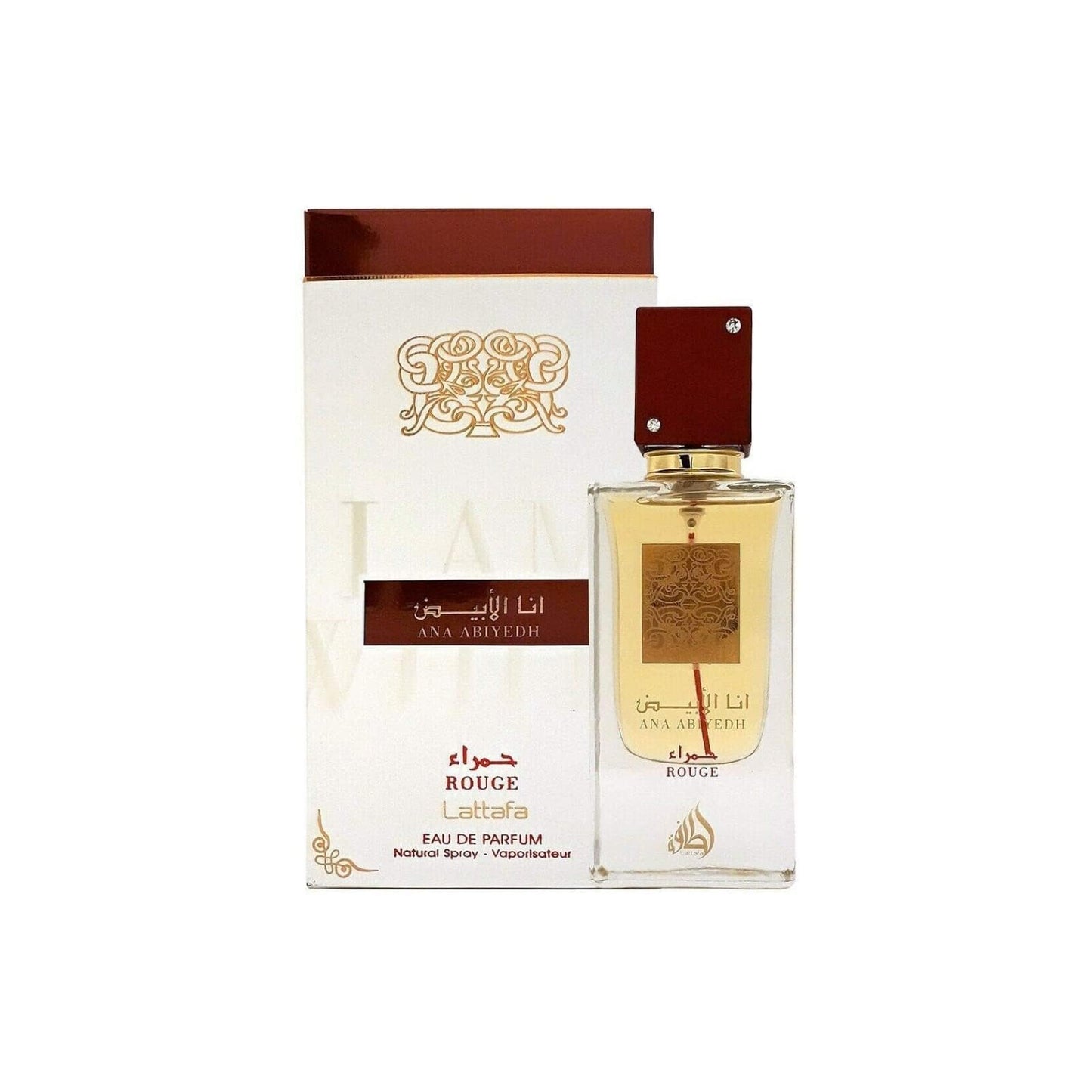 Lattafa Perfumes Ana Abiyedh Rouge for Unisex Eau de Parfum Spray, 2.0 Ounce / 60 ml
