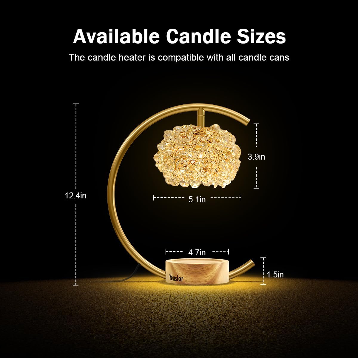 Candle Warmer Lamp for Jar Candles with Adjustable Brightness&Timer,Handcrafted Crystal&Wooden Base,Candle Lamp Luxurious