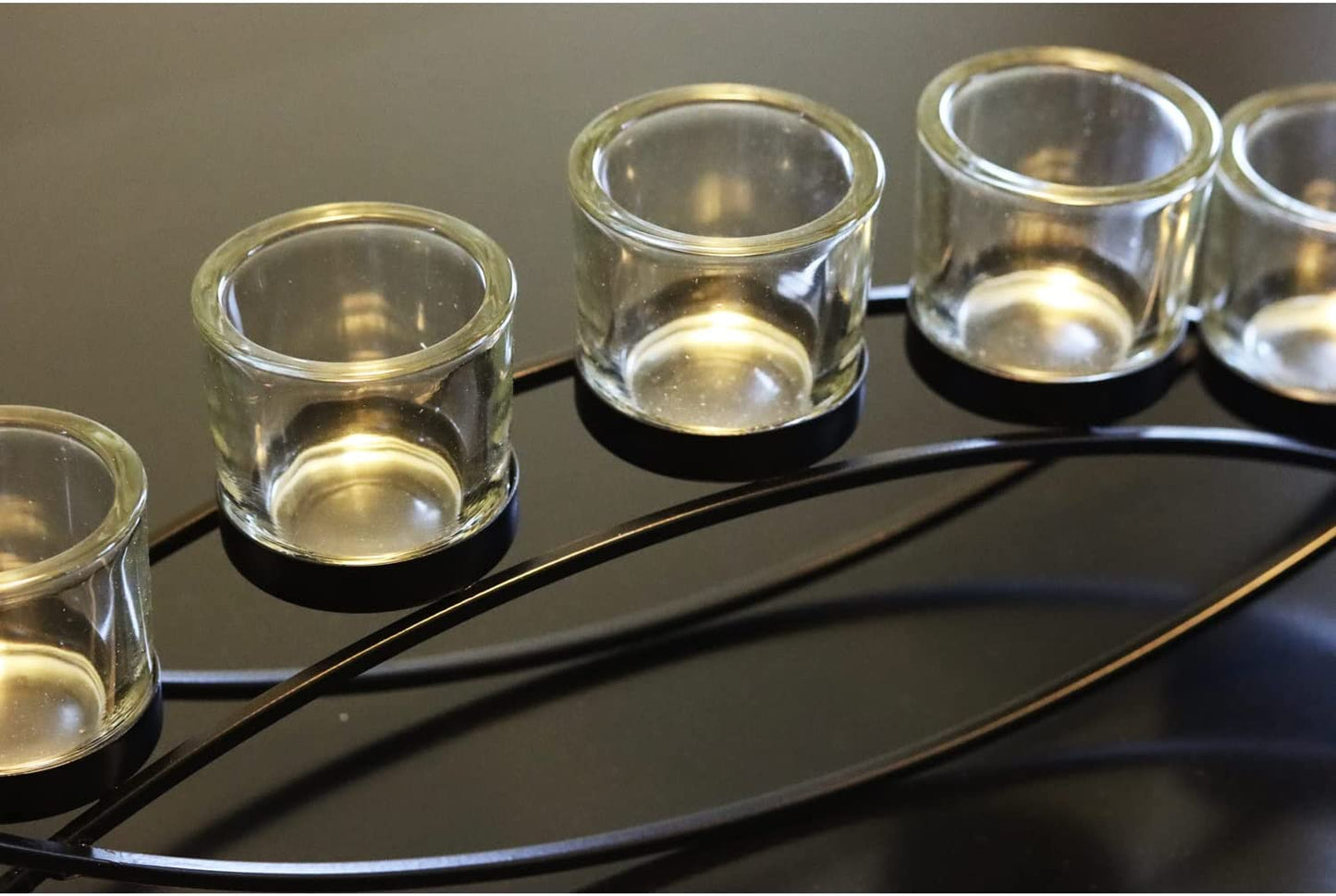 Table Centerpiece Decorations Candle Holder for Weddings, Patio, Kitchen, Dining Room, and Coffee Tables, Black, Clear Chunky 5 Cups