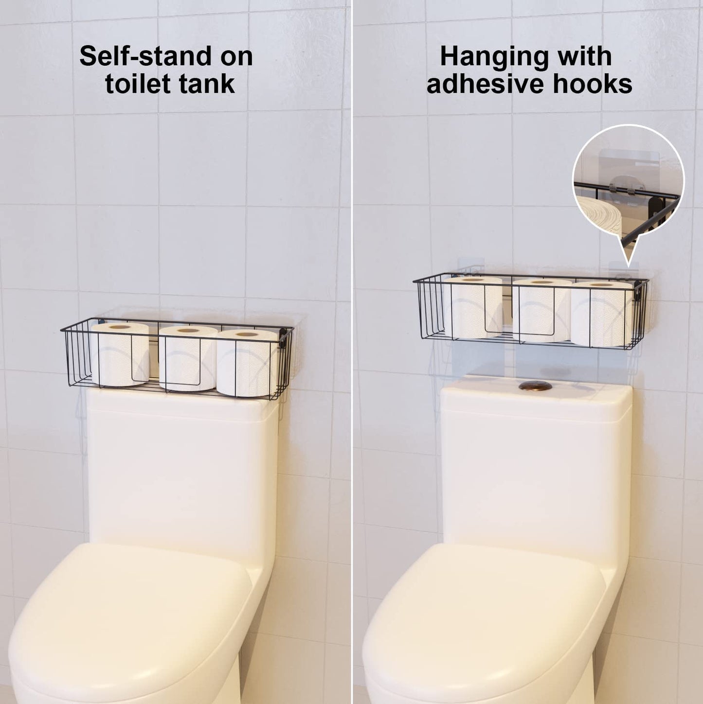 Floating Shelves with Toilet Paper Basket Set, Rustic Wall Shelves with Removable Towel Bar, Farmhouse Floating Bathroom Shelves for Kitchen and Bedroom - Rustic Brown