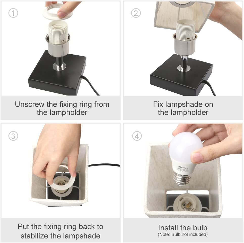 Small Table Lamp for Bedroom - Bedside Lamps for Nightstand, Minimalist Solid Wood Night Stand Light Lamp with Square Fabric Shade, Desk Reading Lamp for Kids Room Living Room Office Dorm