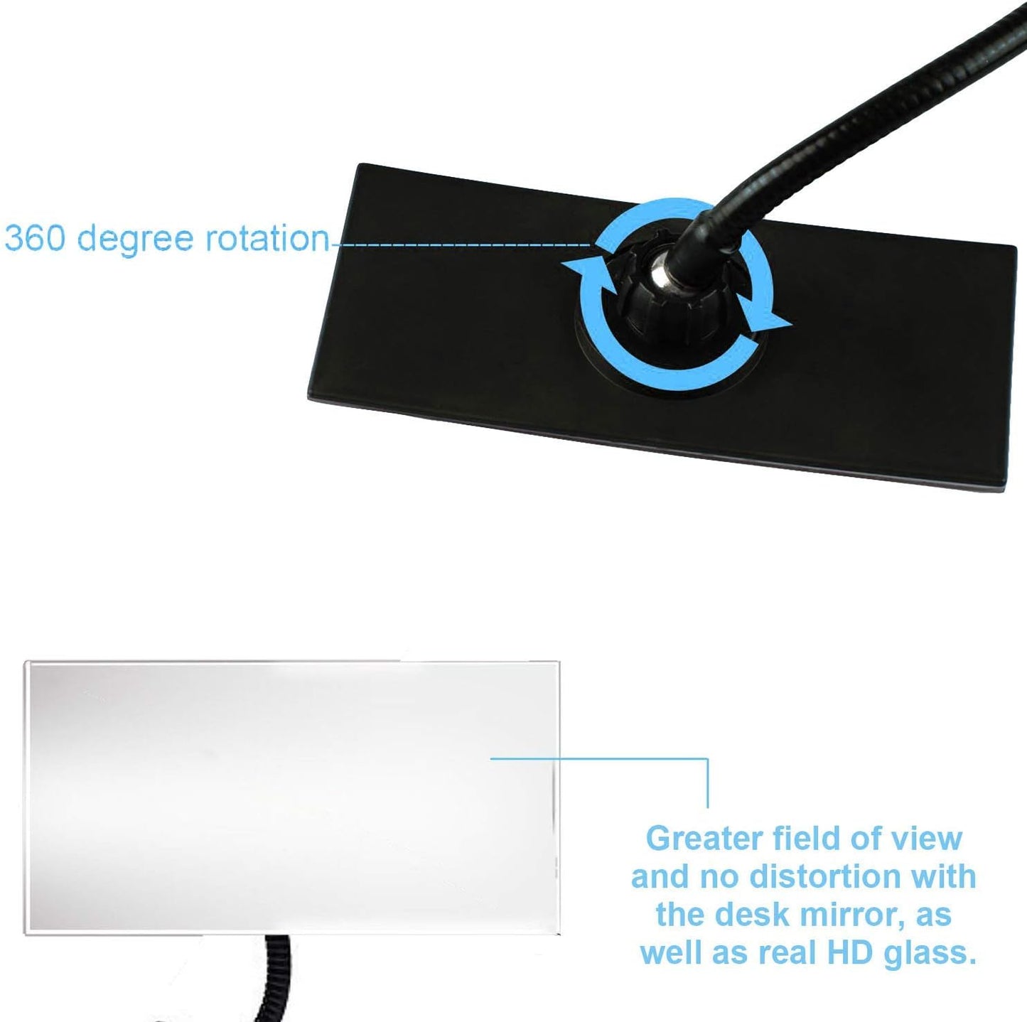 Convex Mirror with Adjustable Clip for Personal Safety, Open Office Environment, Dressing Room and Cubicle Computer Desk Rear View or Anywhere (6.69" x 2.95", Rectangle)