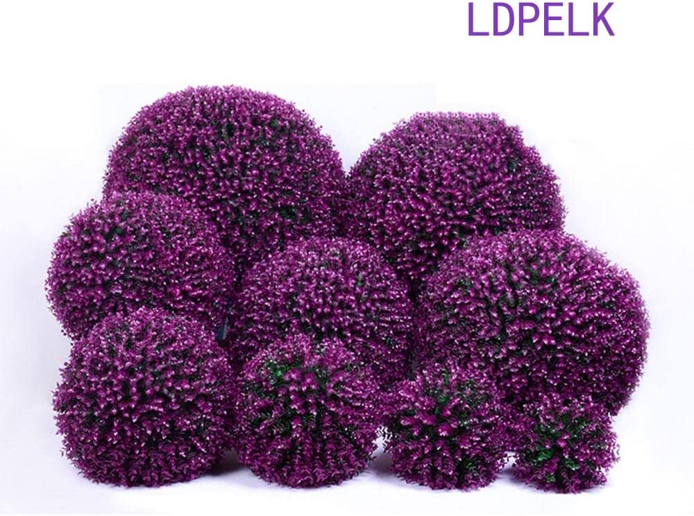 Artificial Plant Topiary Ball Artificial Greenery Ball Decorative Faux Boxwood Decorative Foliage Artificial Decorative Holiday Plants Spring Summer Faux Plant Decor (Purple, 40cm=15.7in)