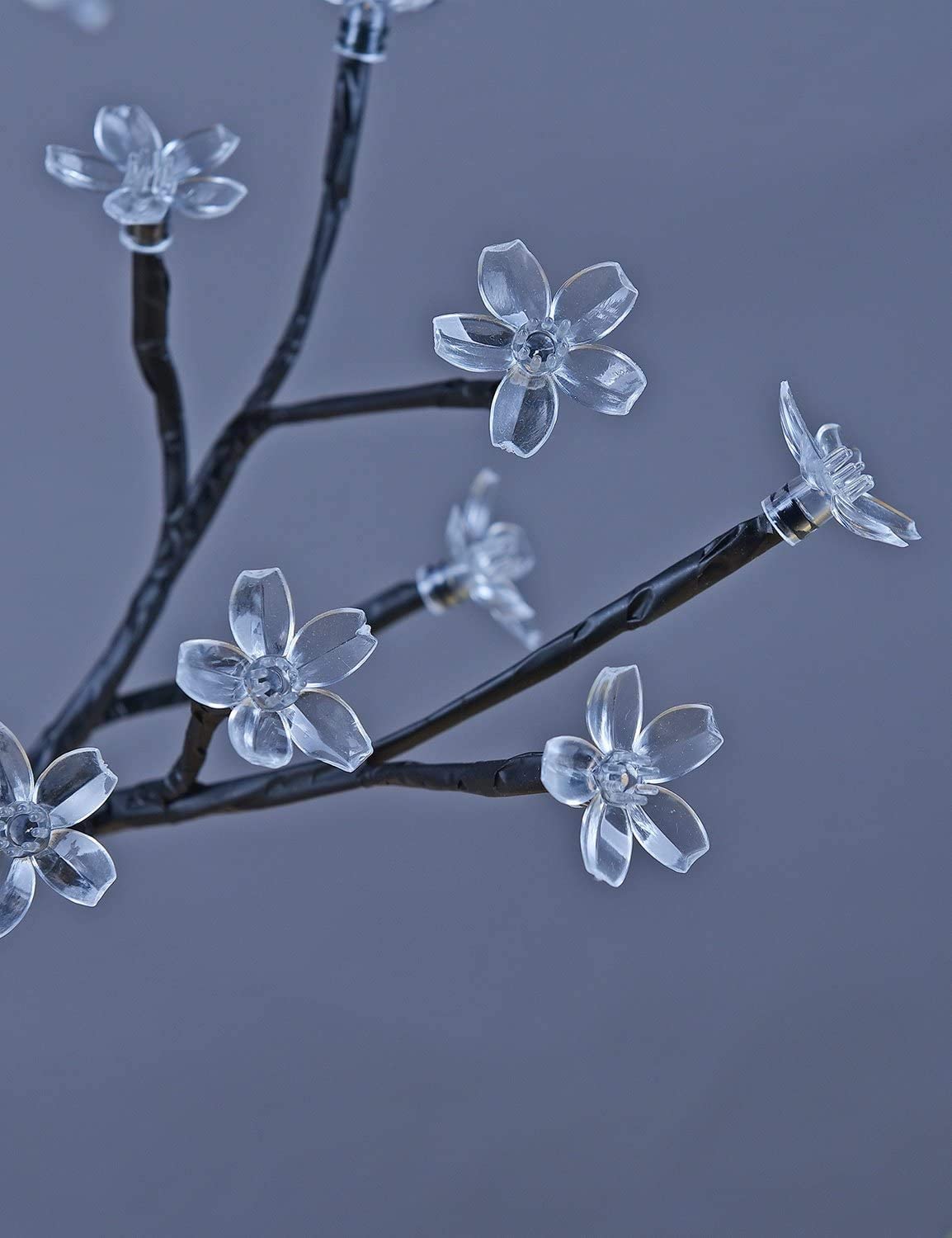 18 Inch Cherry Blossom Bonsai Tree, 48 LED Lights, 24V UL Listed Adapter Included, Metal Base, Warm White Lights, Ideal as Night Lights, Home Gift Idea