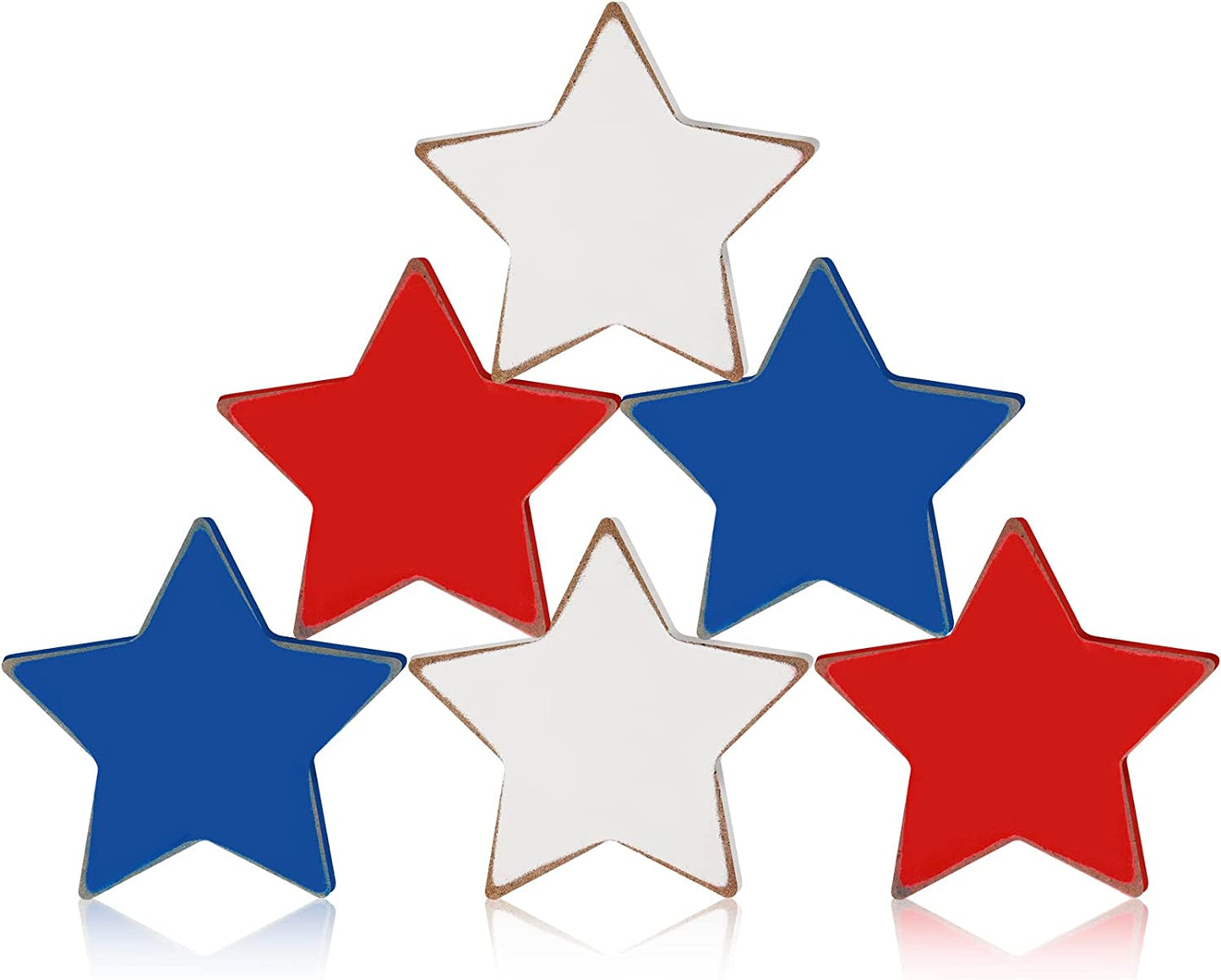 Patriotic Wooden Star 4th of July Wood Star Independence Day Home Table Decor Wood Star Standing Blocks for Home Tabletop Memorial Day Festival Celebration (Vintage)