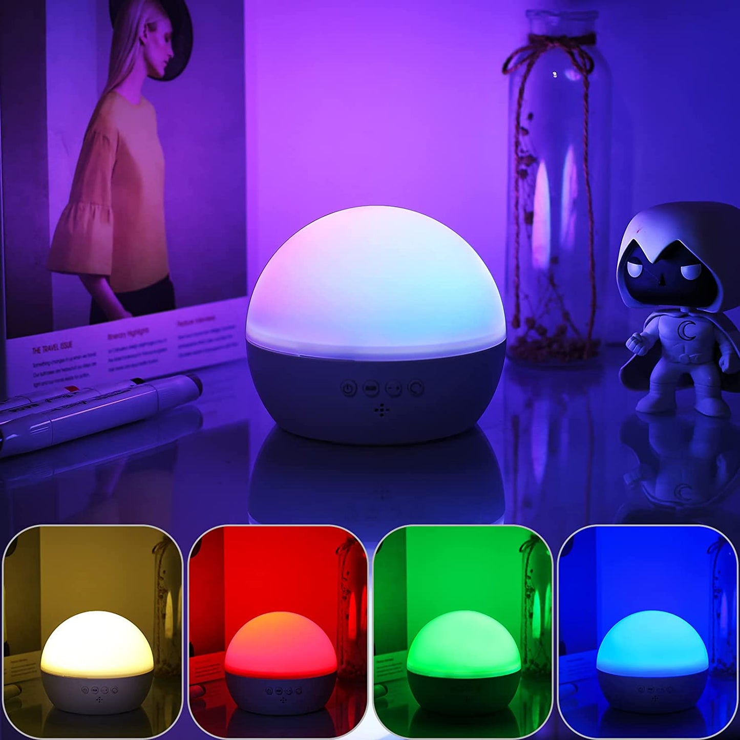 Projection Lamp for Kids Bedroom Decor, Grogu Night Light for Boys & Girls Birthday, 360 Degree Rotating Night for Star War Christmas Gifts