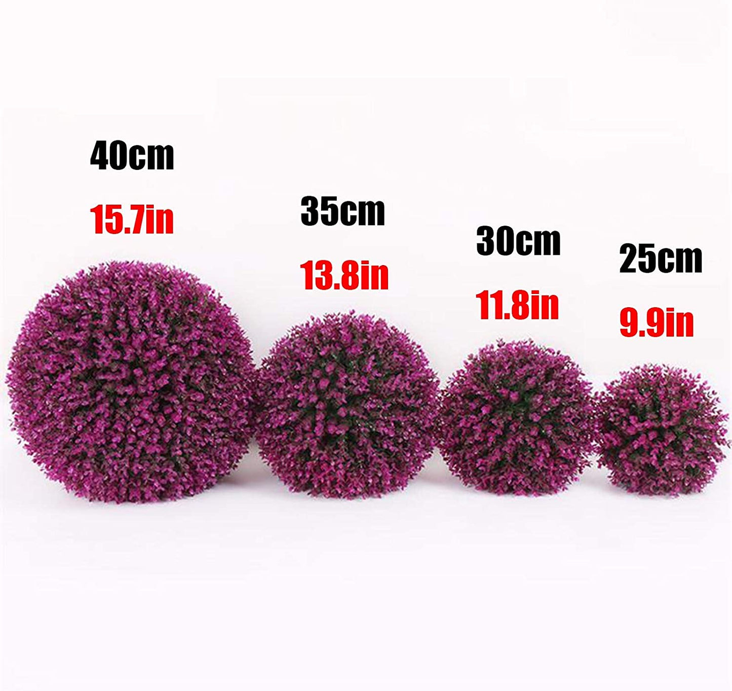 Artificial Plant Topiary Ball Artificial Greenery Ball Decorative Faux Boxwood Decorative Foliage Artificial Decorative Holiday Plants Spring Summer Faux Plant Decor (Purple, 40cm=15.7in)