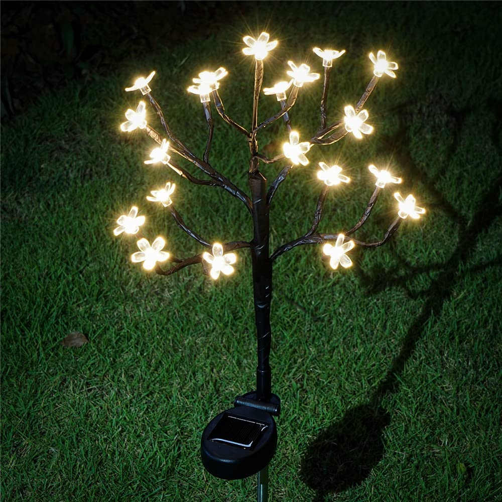 Solar Flowers Lights Outdoor Solar Garden Lights Decorative,2Pack 20LED Solar Outdoor Lights Waterproof Fairy Lights Pathway Walkway Patio Yard Landscape Decoration Christmas Garden Decor