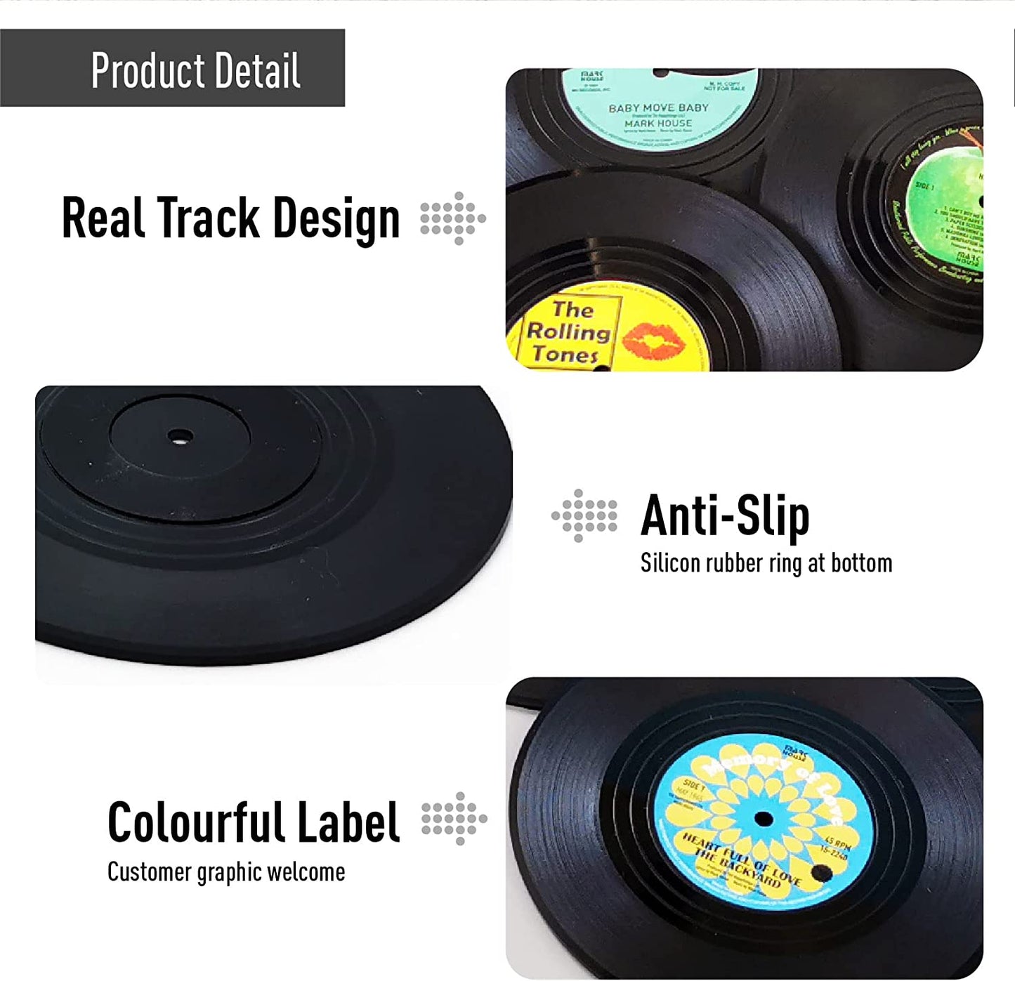 12PCS Vinyl Record Coasters for Drinks,Funny Bar Vintage Coasters Beer Coffee Tea Drinking Coaster,Suit for Home Bar Party Music Decor Housewarming Hostess Gifts(12PCS)