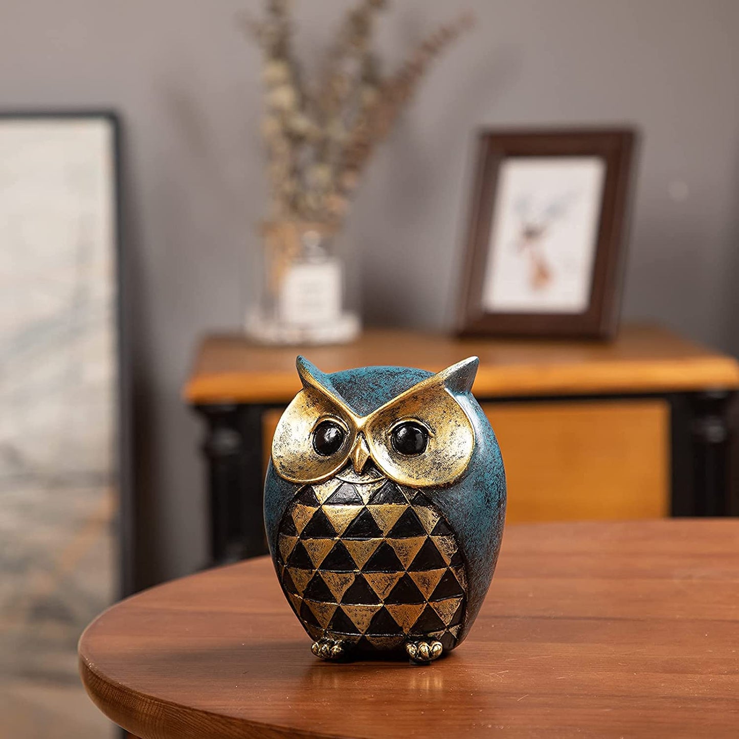 Owl Statue Home Decor,Owl Figurines for Bookshelf Bedroom Living Room Office TV Stand Decorations,Owl décor Animal Sculptures Gift for Birds Lovers