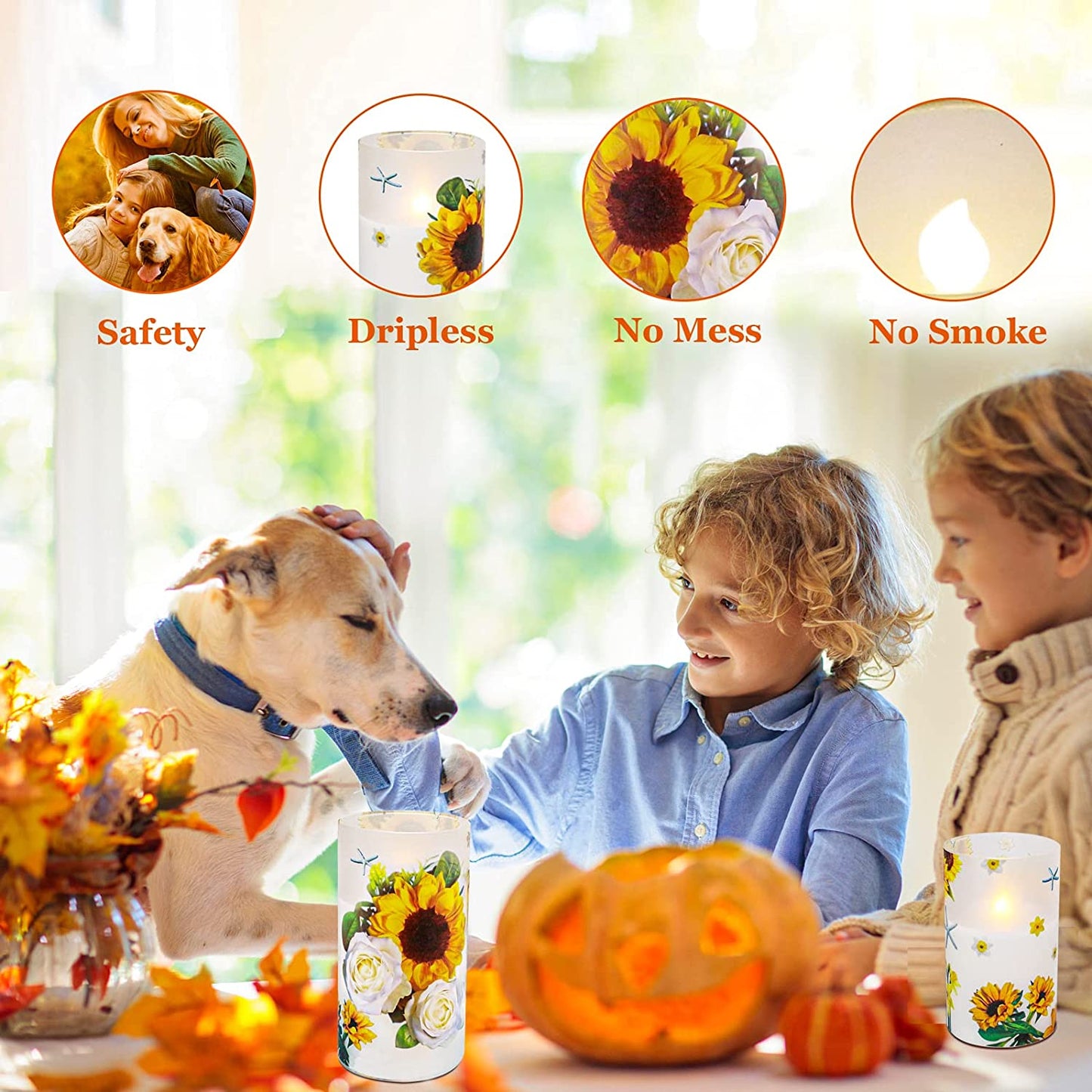 Sunflower Gifts for Women,Sunflower Candle Gift Ideas,for Women-Sunflower Decor Housewarming Gift Get Well Soon Gifts for Women,Decorative Candles Battery Operated Flameless Candles(Sunflower)