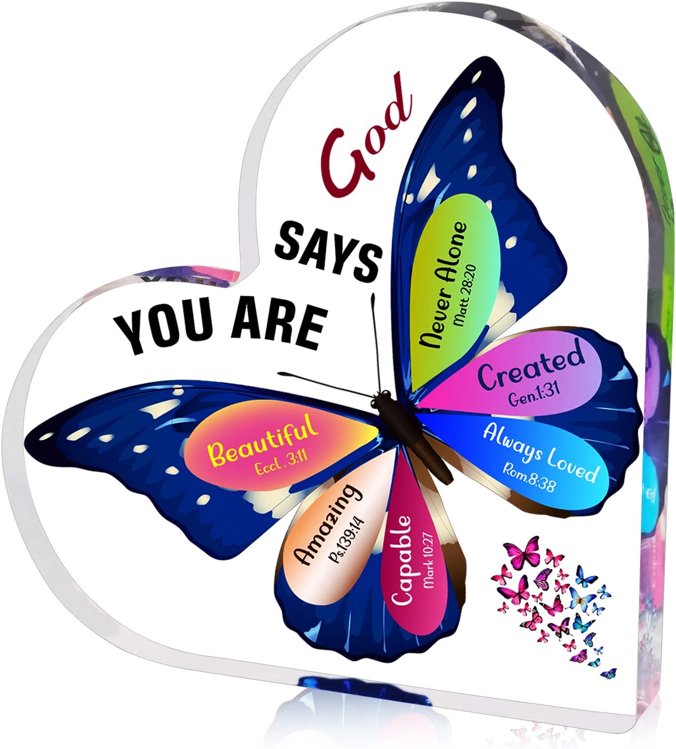 Gifts for Women, Inspirational Faith Gifts for Women Religious, Bible Verse and Encouragement Butterfly Desk Decor, Gifts for Women, Mom, Friend, Sister-Acrylic Hearts Plaques