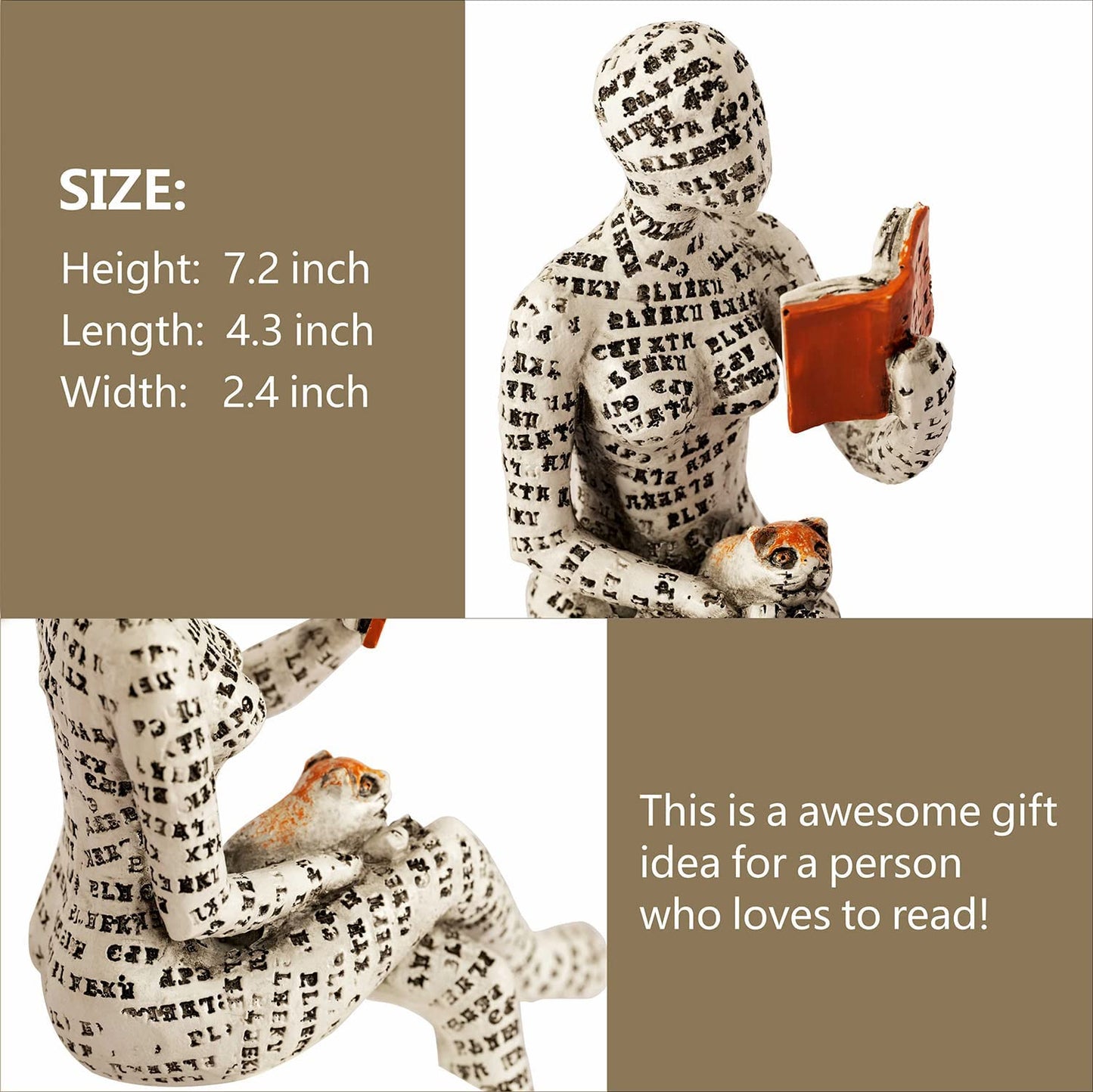 Home Decor Pulp Reading Women Figurine Thinker Statue Modern Abstract Sculptures Decorations Reading Figurines for Bookshelf Shelf Table Office Desk Living Room Hotels Decoration 3 Pcs