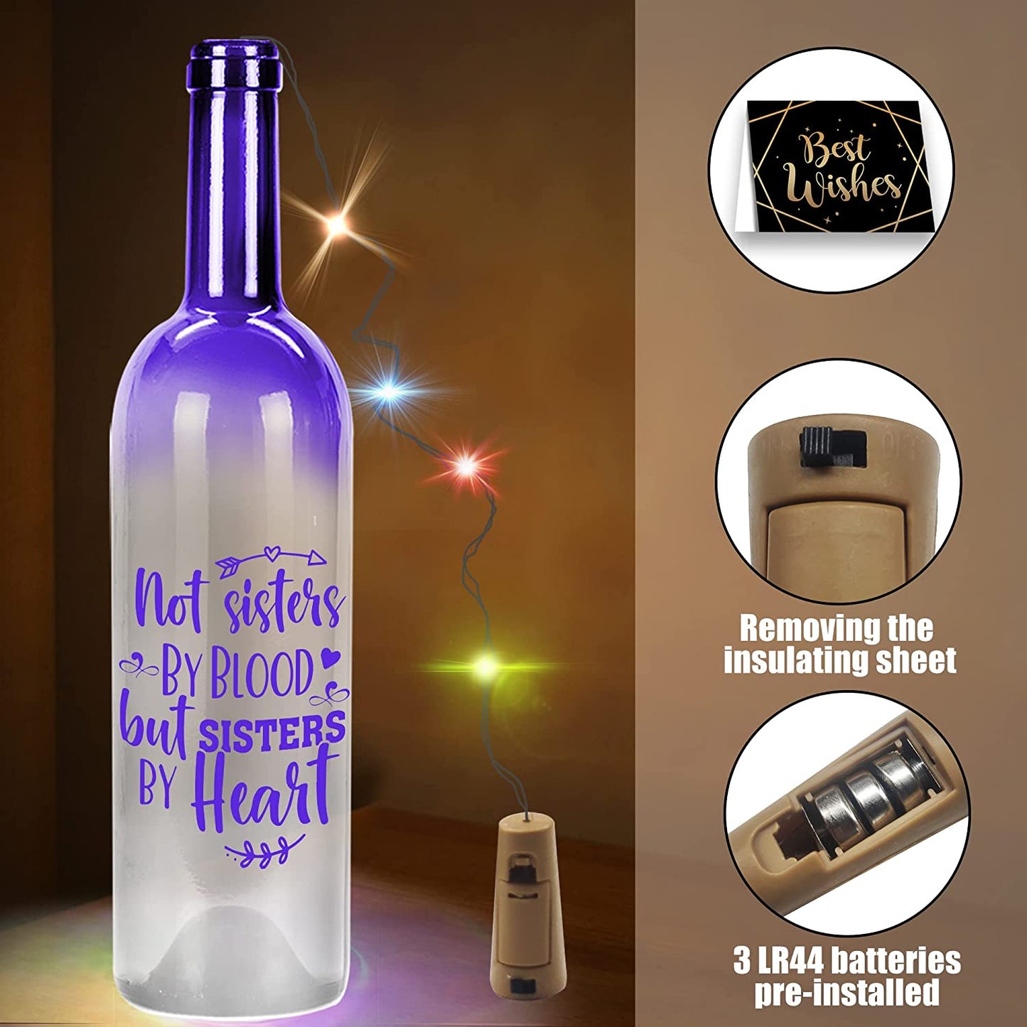 Gifts for Women Friends - Room Decor - Birthday Party Decorations - Friend Birthday Gifts for Women Friends Female for Friends - Fairy Wine Bottle Lights with Cork