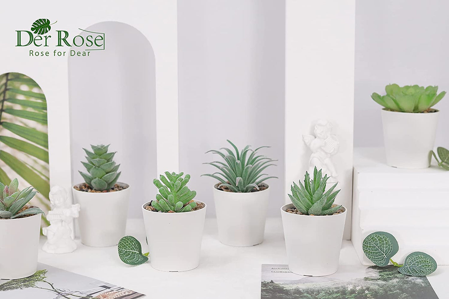 Set of 6 Fake Plants Succulents Plants Artificial in Pots for Bedroom Aesthetic Living Room Bathroom Office Home Decor