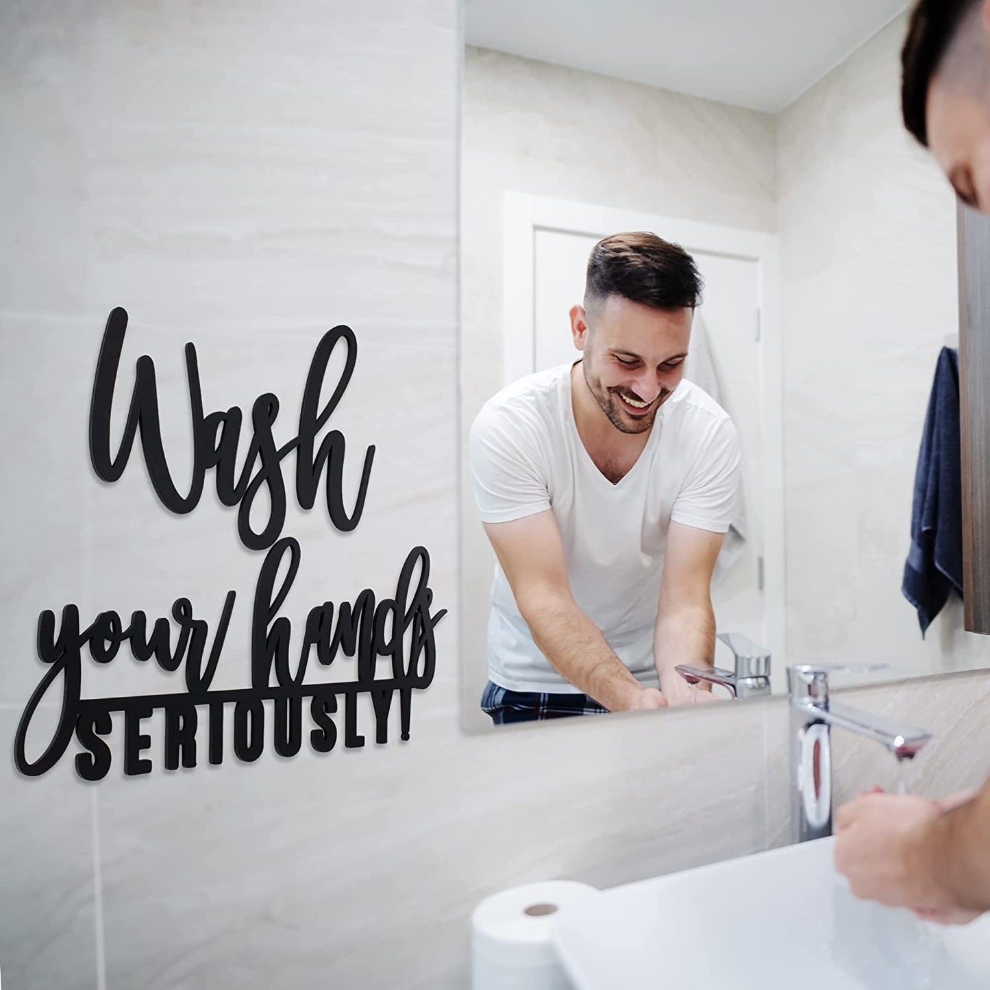 Funny Farmhouse Bathroom Decor - This Hilarious Wall Sign Instantly Creates a Fun Filled Bathroom/Restroom In Your Home