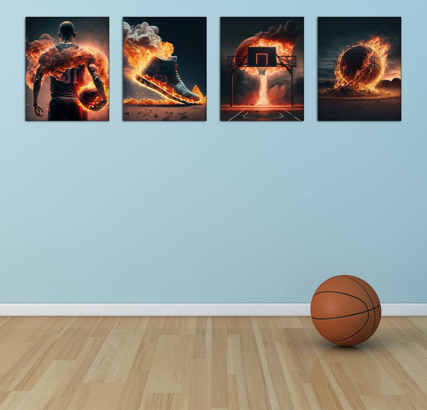 Basketball Wall Art Prints Basketball Stars Wall Art Set of 4 Unframed (8''x10'') Basketball Room Decor Basketball Wall Decor Basketball Boys Bedroom Decor Basketball Wall Art Sports Poster Basketball Man Cave Decor
