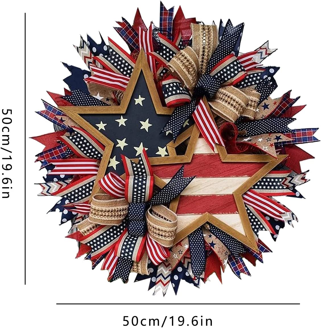 2023New Summer Patriotic Independence Day Wreath, Memorial Day Wreaths for Front Door, Festival Celebration Farmhouse Wreaths, All Season Welcome Sign Door Hangers (Wreath-A)