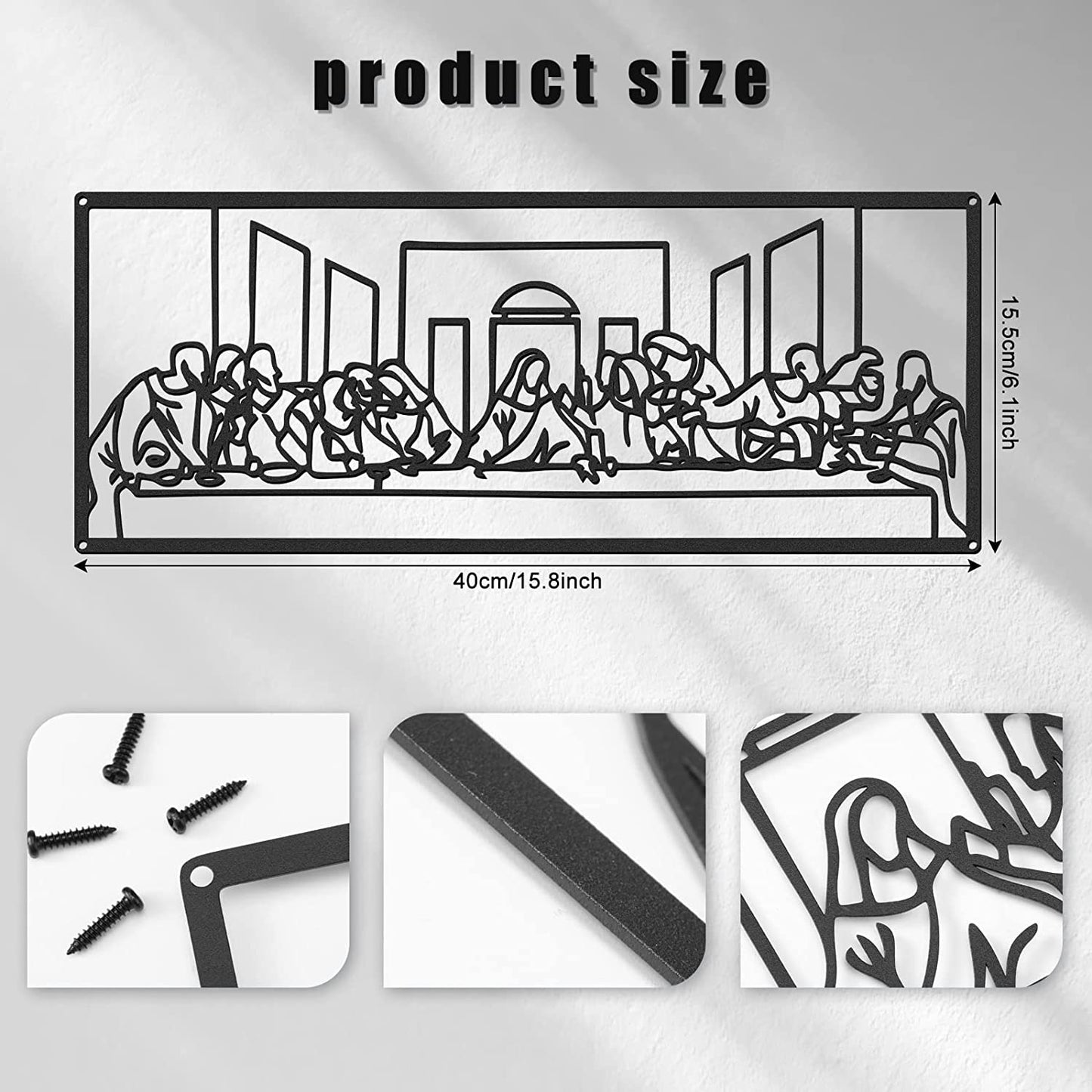 The Last Supper Wall Decor Christian Metal Wall Art Religious Abstract Wall Sculptures Jesus Line Art Christian Home Decor for Bedroom Living Room Dinning Room Decoration Housewarming Gifts, Black