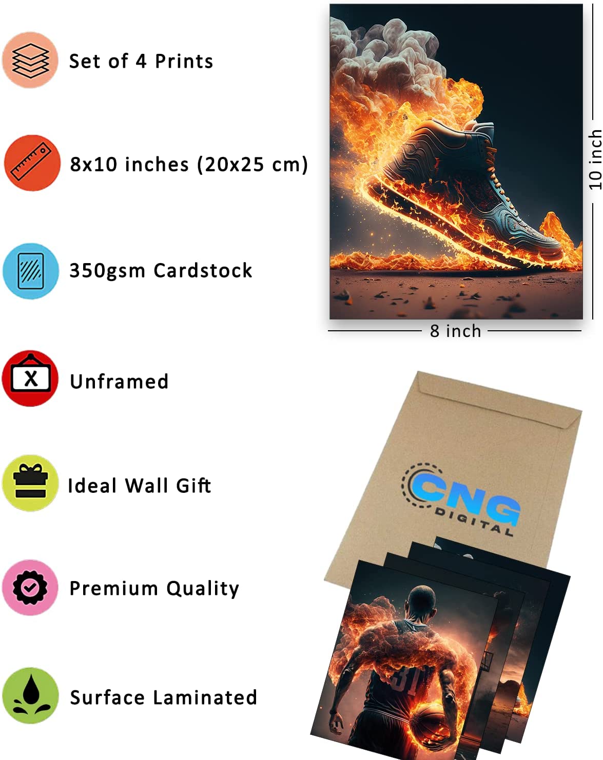 Basketball Wall Art Prints Basketball Stars Wall Art Set of 4 Unframed (8''x10'') Basketball Room Decor Basketball Wall Decor Basketball Boys Bedroom Decor Basketball Wall Art Sports Poster Basketball Man Cave Decor