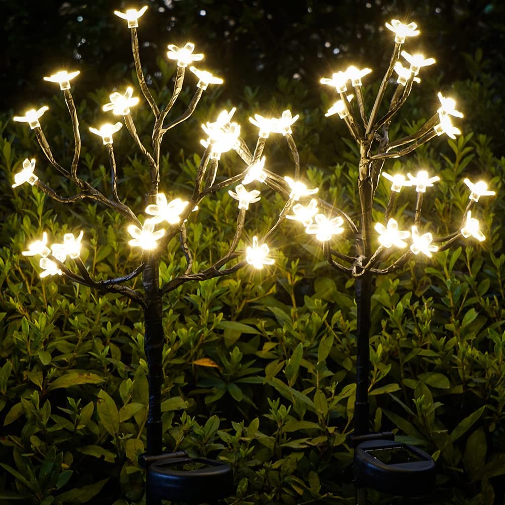 Solar Flowers Lights Outdoor Solar Garden Lights Decorative,2Pack 20LED Solar Outdoor Lights Waterproof Fairy Lights Pathway Walkway Patio Yard Landscape Decoration Christmas Garden Decor