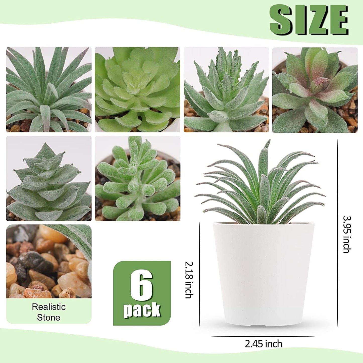 Set of 6 Fake Plants Succulents Plants Artificial in Pots for Bedroom Aesthetic Living Room Bathroom Office Home Decor
