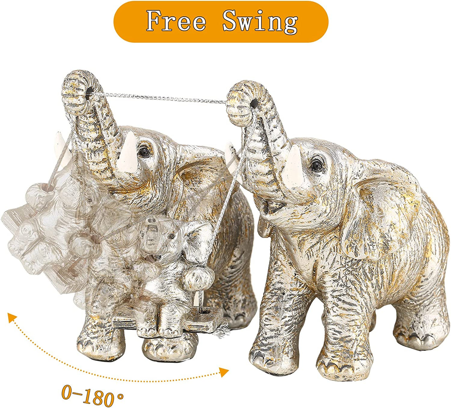 Elephant Statue Mom Gifts. Home Decor Accents Elephant Figurines for Bookshelf Living Room Office Table Shelf Decorations. Good Luck Elephant Gifts for Women (Silver)