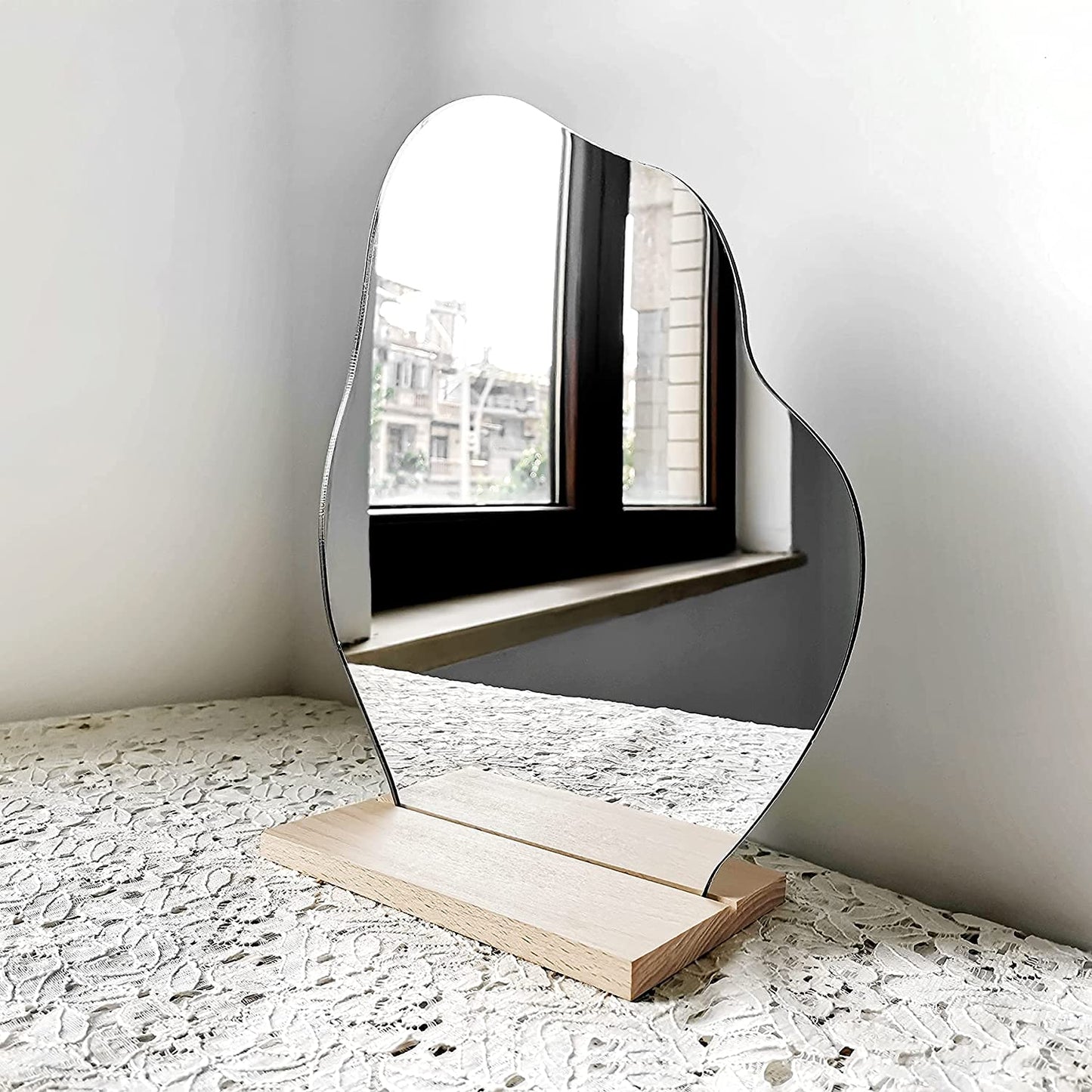 Room Decor Desk Mirror, Decorative Locker Mirror, Cute Room Decor Aesthetic Table Frameless Mirror, Asymmetrical Cloud Mirror