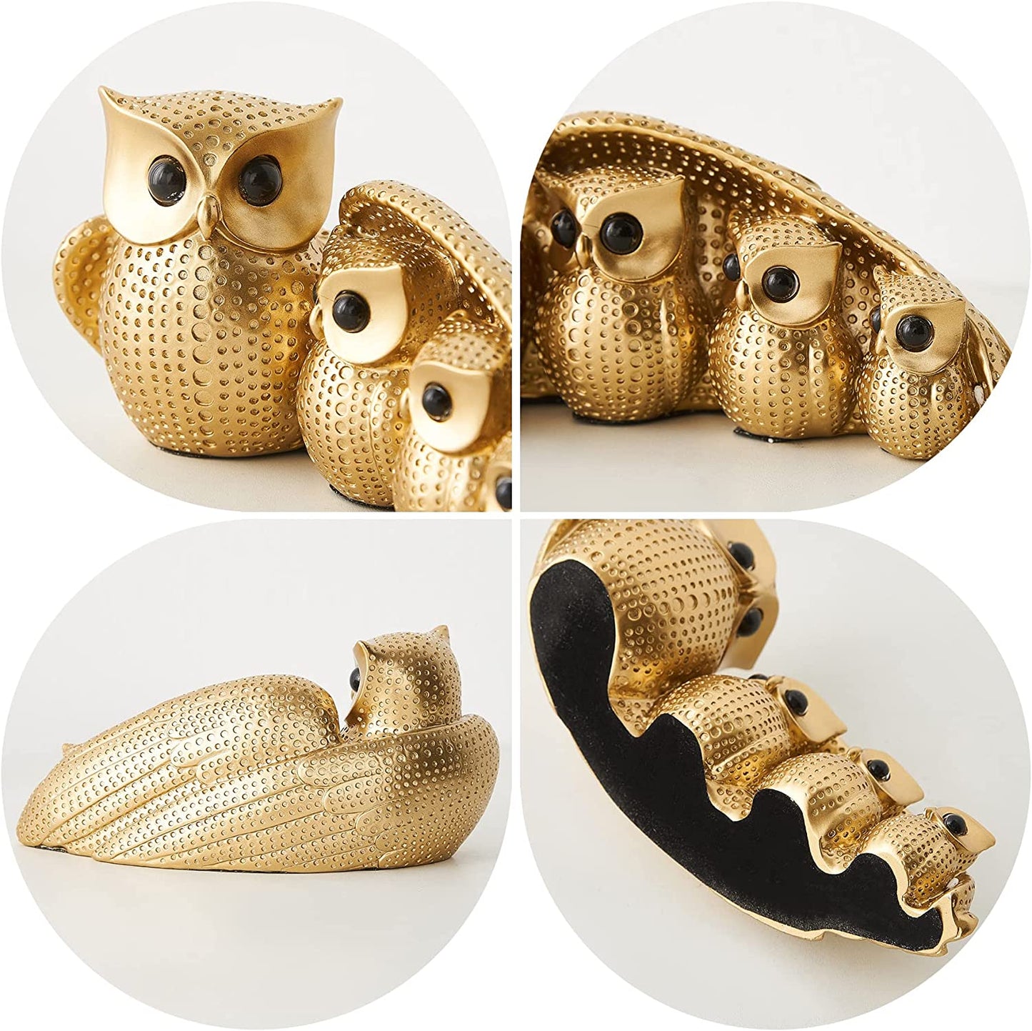 Owl Statue Home Decor, Owl Figurines for Living Room Decor,owls Decor for Unique Home Office, Gold Decor Animal Small Sculpture for Shelf, Modern Bookself TV Stand, Owls Gifts for Women and Owl Lovers