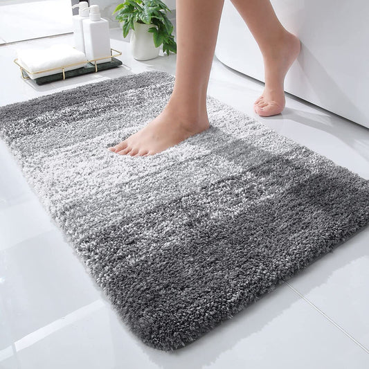 Luxury Bathroom Rug Mat, Extra Soft and Absorbent Microfiber Bath Rugs, Non-Slip Plush Shaggy Bath Carpet, Machine Wash Dry, Bath Mats for Bathroom Floor, Tub and Shower, 24x16, Grey