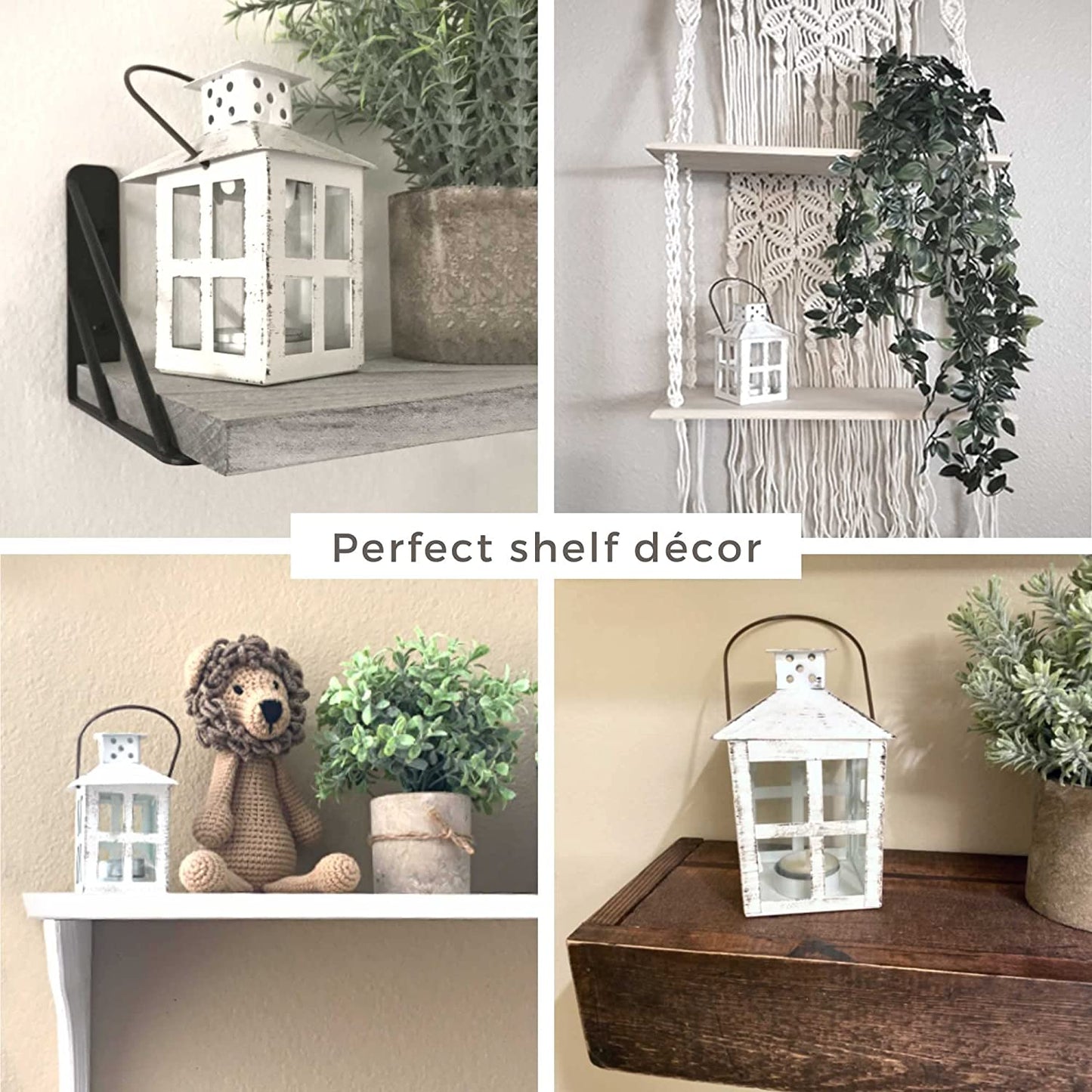 Rustic Farmhouse White Candle Holder (5 Inch), Wedding, Centerpiece Table, Home, Shelf Decor Lantern
