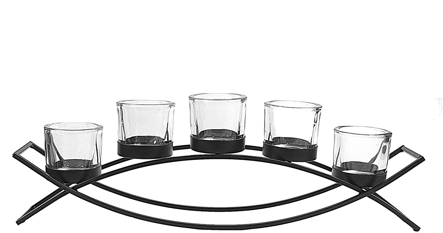 Table Centerpiece Decorations Candle Holder for Weddings, Patio, Kitchen, Dining Room, and Coffee Tables, Black, Clear Chunky 5 Cups