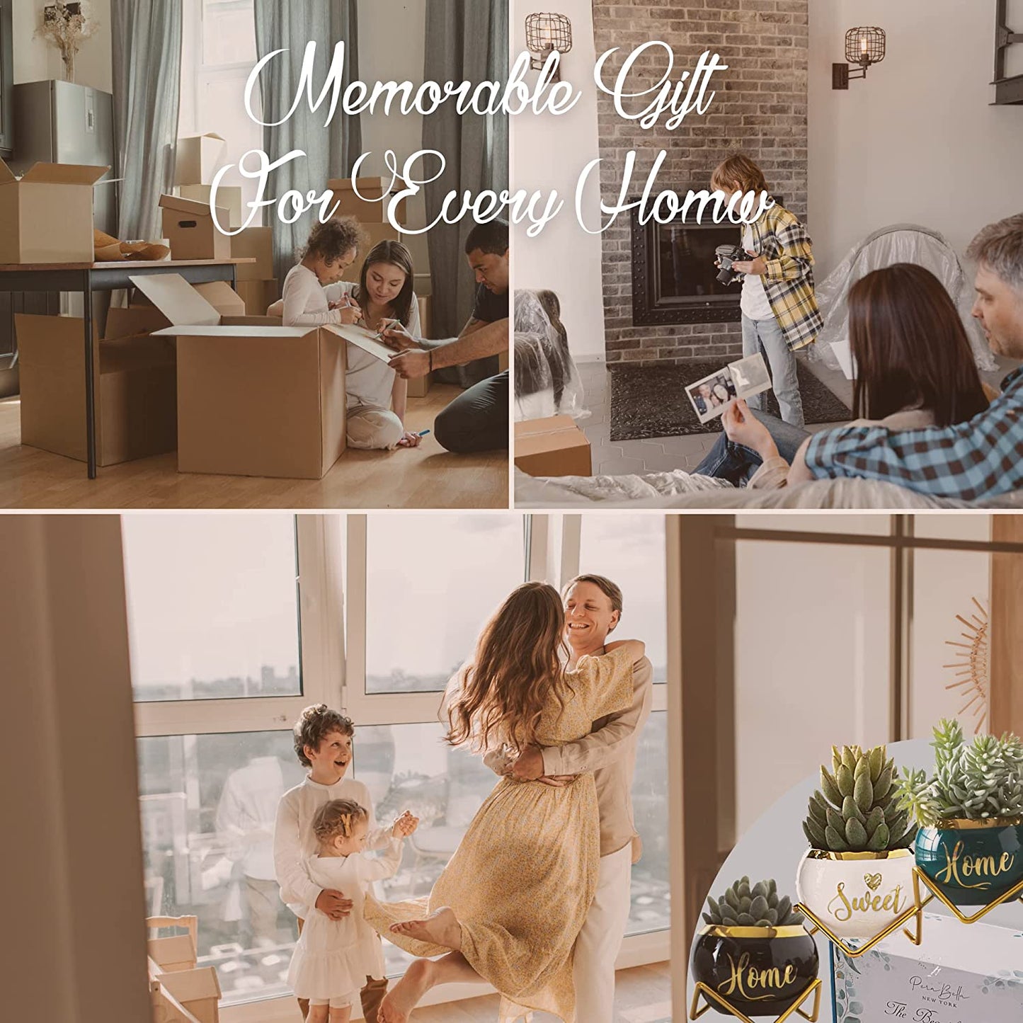 House Warming Gifts New Home, Housewarming Presents Women Couple | Living Room Home Decor Farmhouse Decor, Coffee Table Decor, New Home Gifts Ideas | 3 Succulent Pots for Plant Lovers