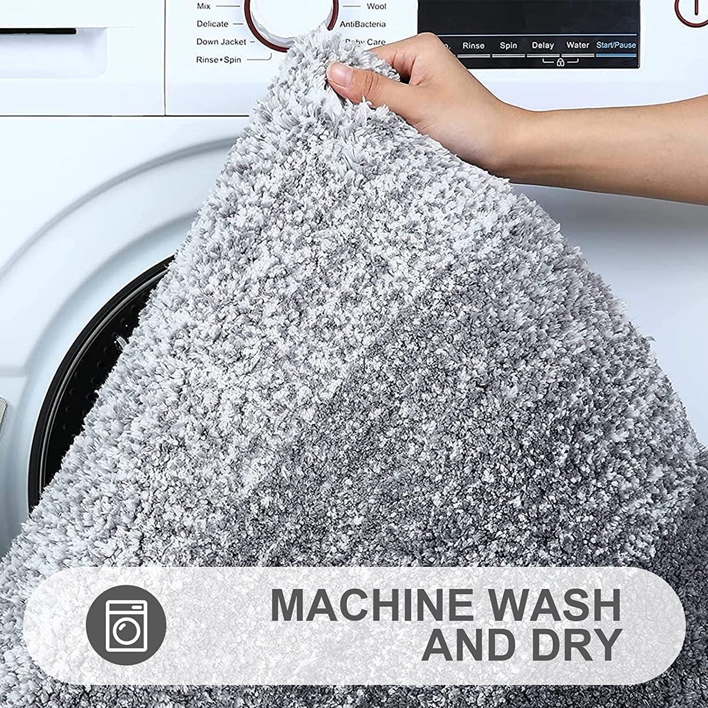 Luxury Bathroom Rug Mat, Extra Soft and Absorbent Microfiber Bath Rugs, Non-Slip Plush Shaggy Bath Carpet, Machine Wash Dry, Bath Mats for Bathroom Floor, Tub and Shower, 24x16, Grey