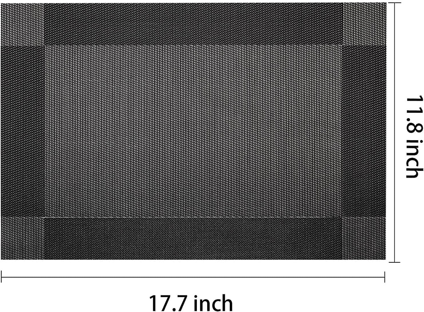 Placemats Set of 6 for Dining Table Washable Woven Vinyl Non-Slip Placemat Heat-Resistant Durable Table Mats for Dining Table Easy to Clean(Black Corner)