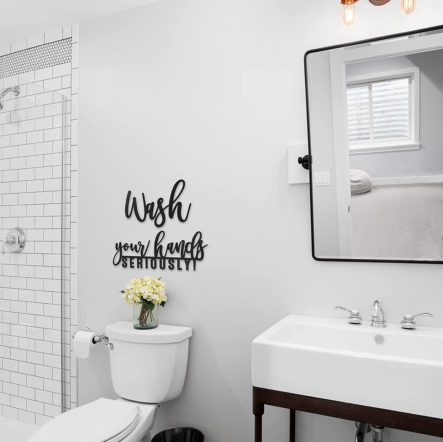 Funny Farmhouse Bathroom Decor - This Hilarious Wall Sign Instantly Creates a Fun Filled Bathroom/Restroom In Your Home