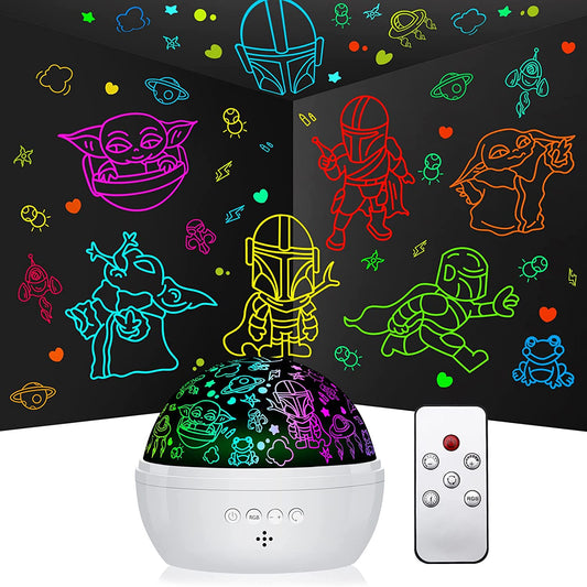 Projection Lamp for Kids Bedroom Decor, Grogu Night Light for Boys & Girls Birthday, 360 Degree Rotating Night for Star War Christmas Gifts