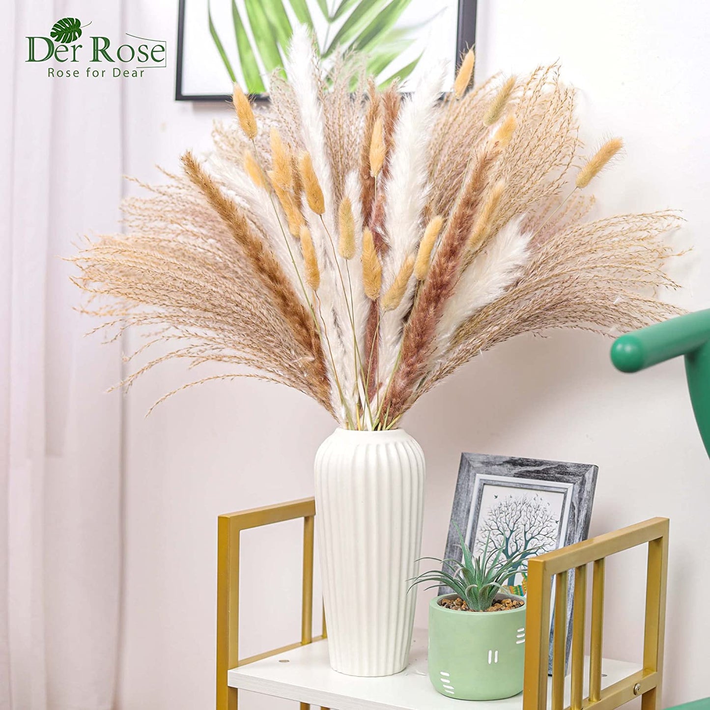 120 pcs 17 Inches Dried Pampas Grass for Boho Bathroom Bedroom Kitchen Living Room Office Home Room Decor Aesthetic