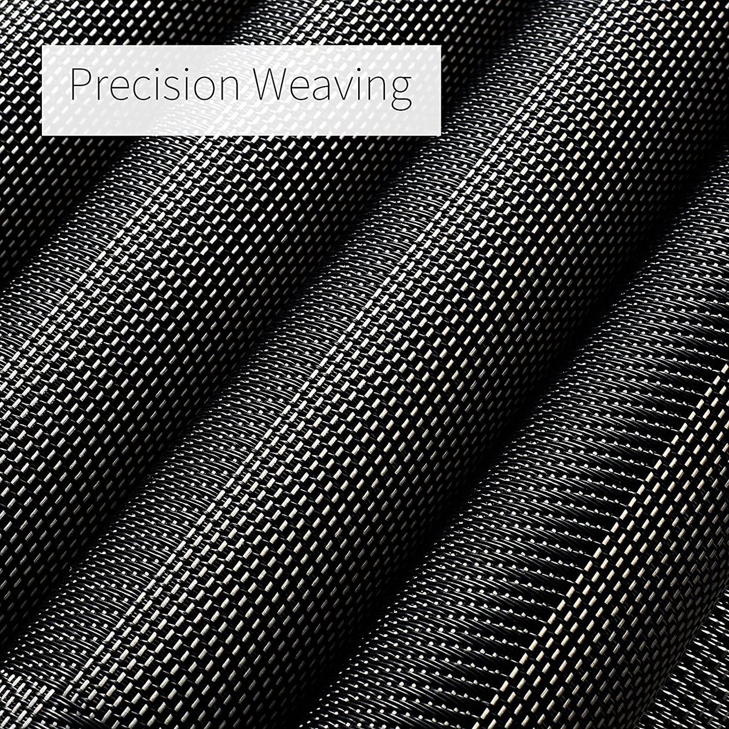 Placemats Set of 6 for Dining Table Washable Woven Vinyl Non-Slip Placemat Heat-Resistant Durable Table Mats for Dining Table Easy to Clean(Black Corner)