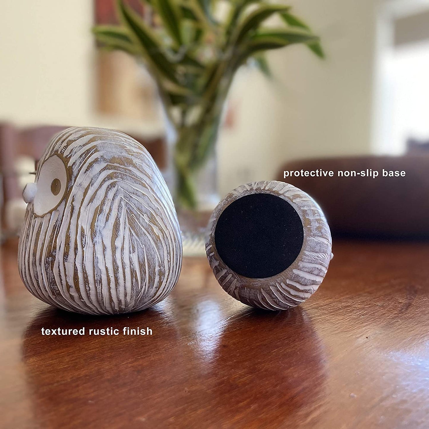 Chubby Night Owl Decor Statue Sculpture, Bookshelf Decor Accents, Boxed Set of 2 Rustic Brown & White (3⅛ & 4⅓ inches) Decorative Resin Figurines