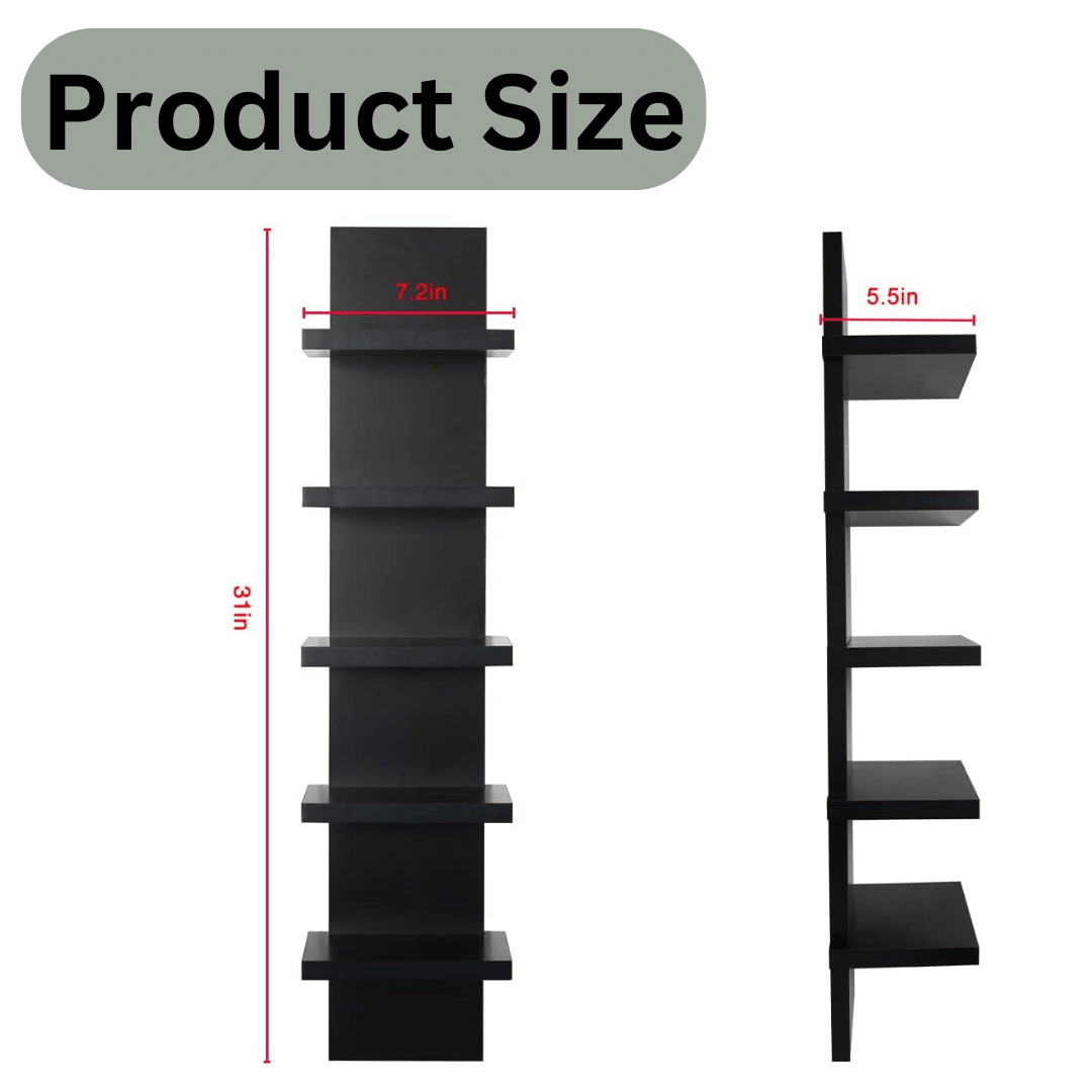5 Tier Wall Shelf Unit,White Vertical Floating Shelf-Narrow Decorative Wall Mount Modern Wall Decor Shelves for Bedrooms, Living Rooms 5.5" x 7.2" x 31"